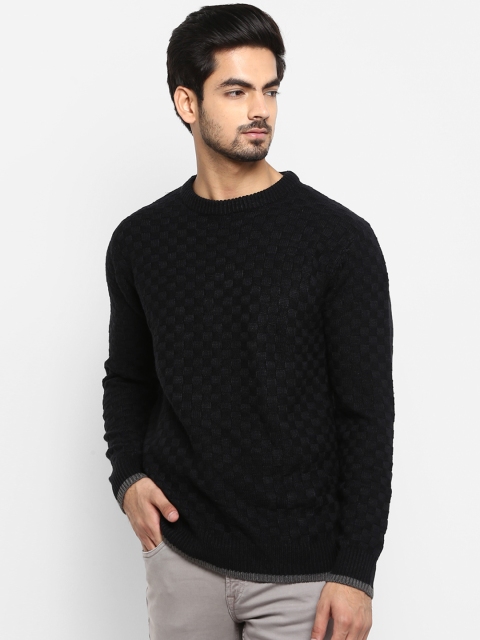 

Mufti Men Black Self Design Sweater