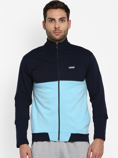 

Yuuki Men Navy Blue Colourblocked Sporty Jacket