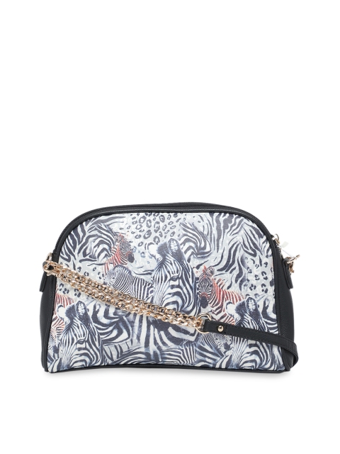 

DIVA WALK White & Black Printed Leather Sling Bag