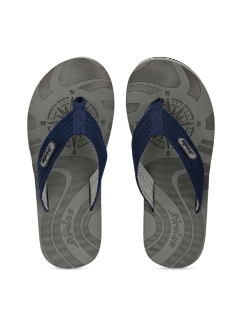 

HIROLAS Men Grey & Blue Solid Thong Flip-Flops