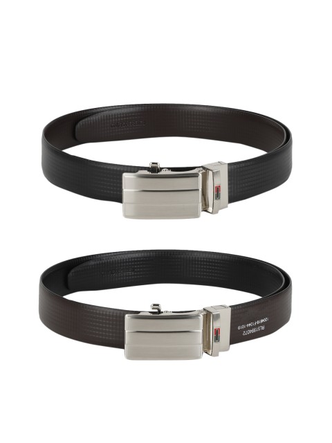 

Peter England Men Brown & Black Woven Design Leather Belt