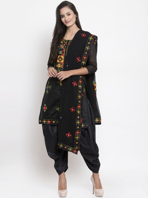 

mf Black & Red Silk Blend Unstitched Dress Material