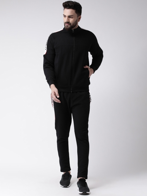 

Club York Men Black & White Solid Panelled Tracksuit