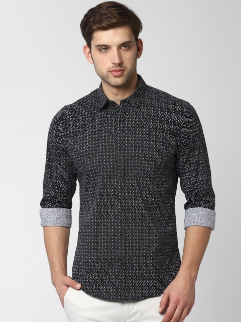 Peter England Casuals Men Black Slim Fit Printed Casual Shirt