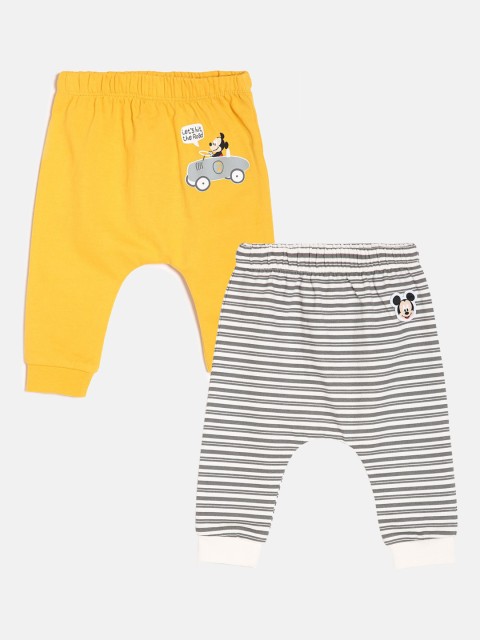 

MINI KLUB Kids Pack of 2 Pure Cotton Joggers, Yellow