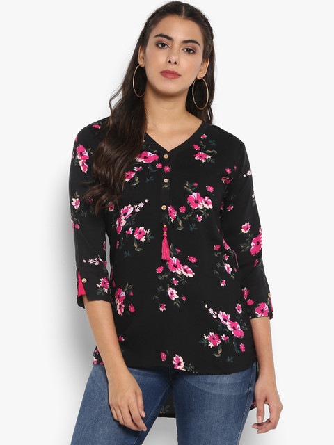 

Mytri Women Black Printed Tunic