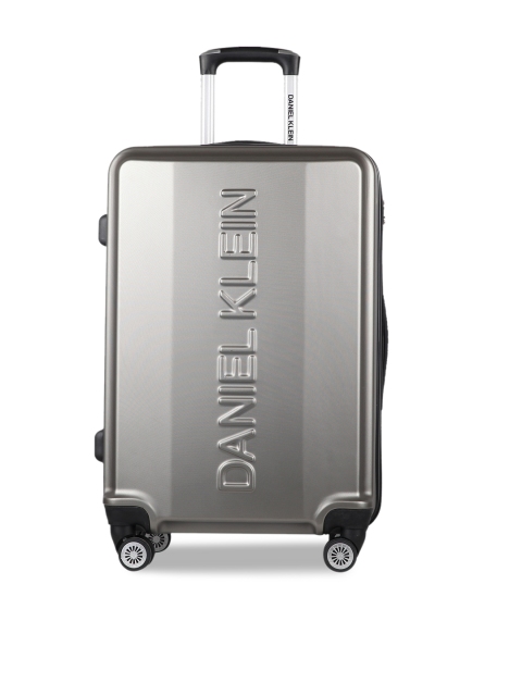 

Daniel Klein Silver-Toned Textured Hard-Sided Medium Trolley Suitcase