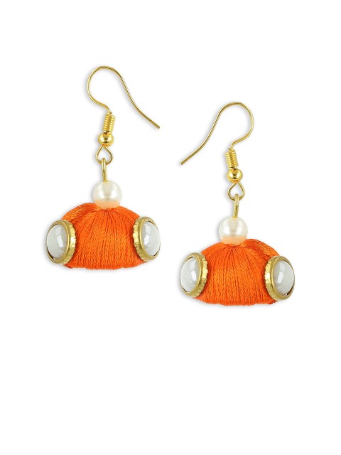 

AKSHARA Orange Dome Shaped Drop Earrings