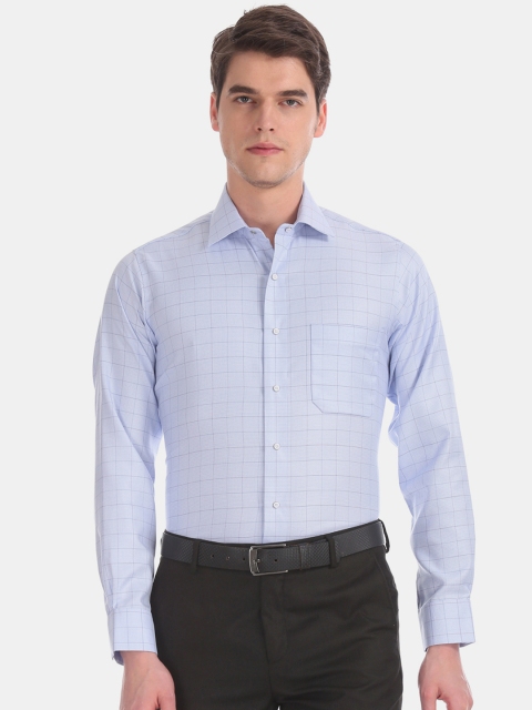 

Arrow Men Blue & Black Regular Fit Checked Formal Shirt