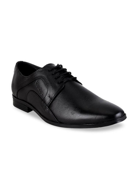 

Vardhra Men Black Textured Leather Formal Derbys