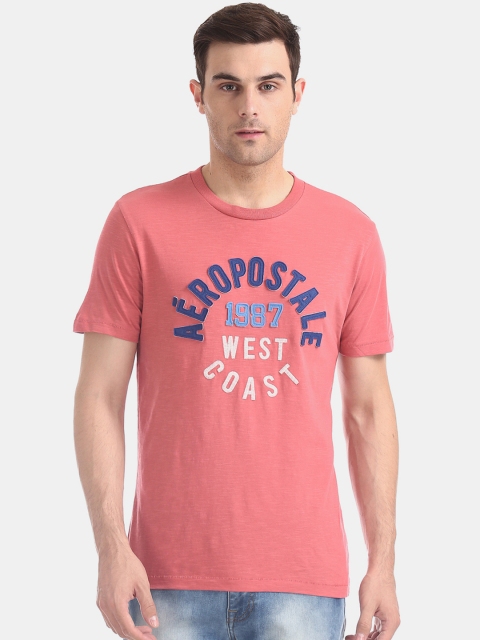 

Aeropostale Men Pink Printed Round Neck T-shirt