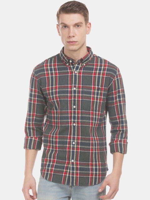 

Aeropostale Men Charcoal & Red Regular Fit Checked Casual Shirt