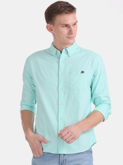 

Aeropostale Men Sea Green Regular Fit Solid Casual Shirt