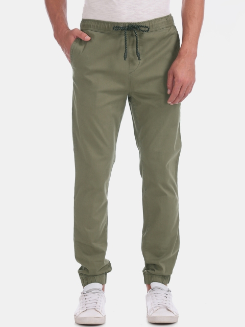 

Aeropostale Men Olive Green Slim Fit Solid Joggers
