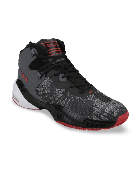 

Campus Men Black Mesh Mid-Top Running Shoes