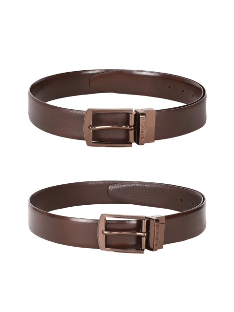 

Van Heusen Men Brown Woven Design Leather Belt