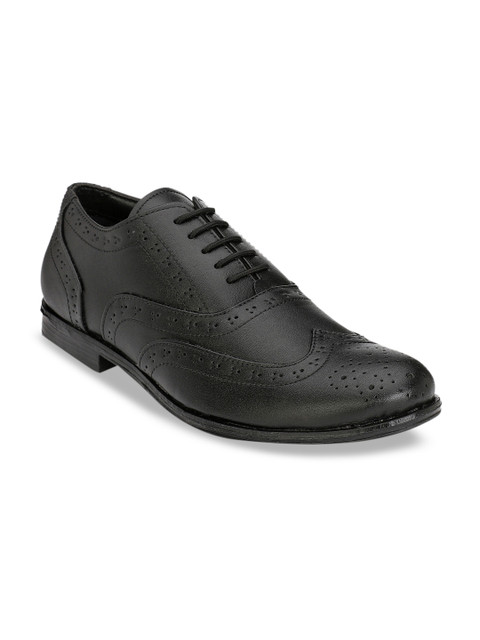 

Hi RELs Men Black Solid PU Formal Brogues