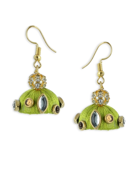 

AKSHARA Green Dome Shaped Drop Earrings