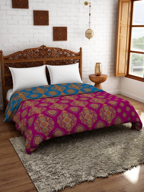 

SPACES Pink Ethnic Motifs AC Room 150 GSM Double Bed Quilt