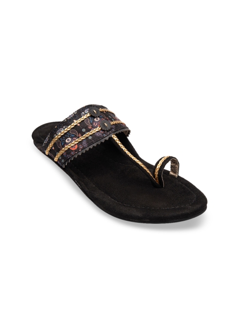 

Jivaana Women Black Printed One Toe Flats