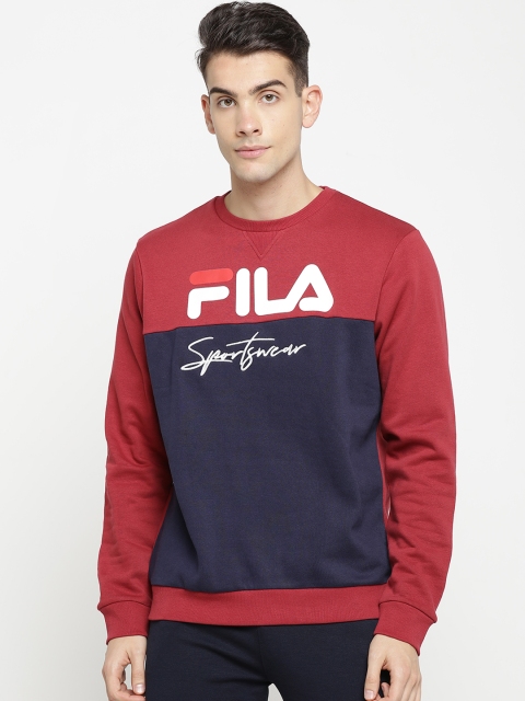 

FILA Men Red & Navy Blue Printed Sweatshirt