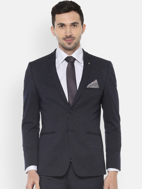 

Allen Solly Men Black Printed Single-Breasted Slim-Fit Blazer