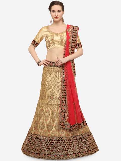

V SALES Beige Embroidered Ready to Wear Lehenga & Blouse with Dupatta