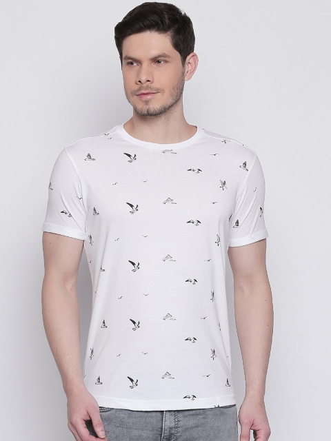 

Mufti Men White Printed Round Neck Pure Cotton T-shirt
