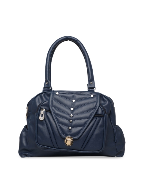 

DIVA WALK Navy Blue Solid Handheld Leather Bag