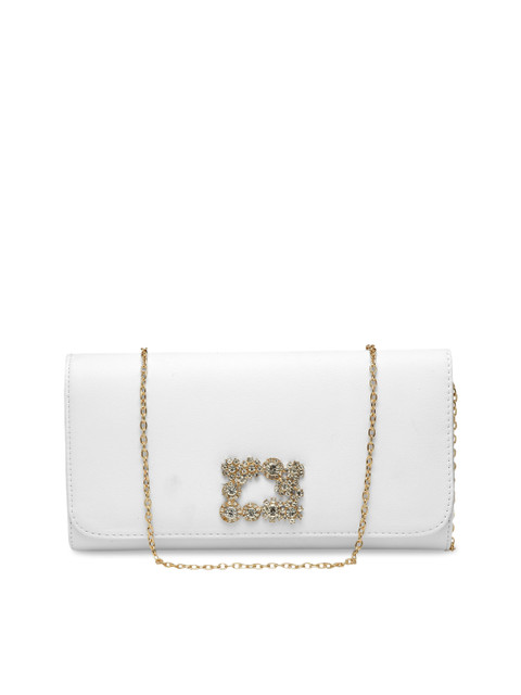 

DIVA WALK White Leather Embellished Clutch
