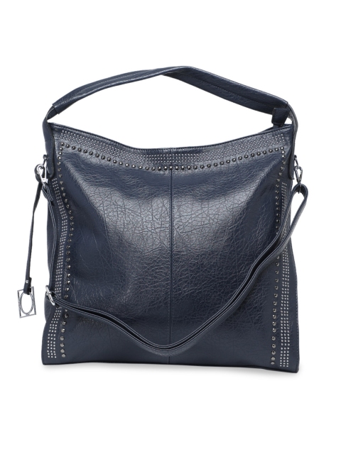 

DIVA WALK Blue Embellished Leather Hobo Bag