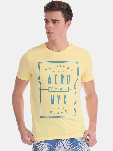 

Aeropostale Men Yellow Printed Round Neck T-shirt