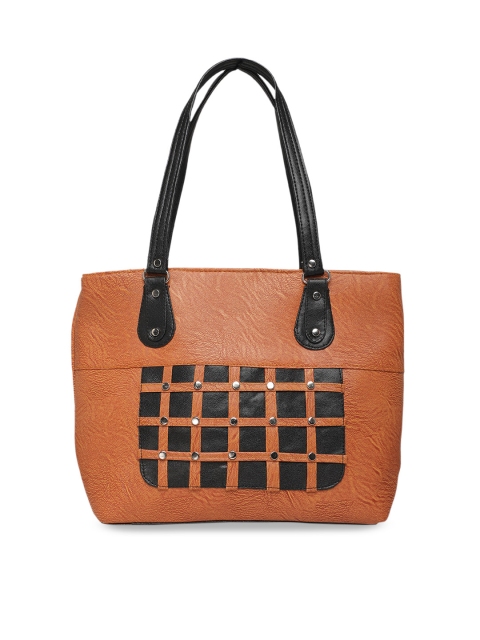 

DIVA WALK Brown & Black Embellished Leather Handheld Bag