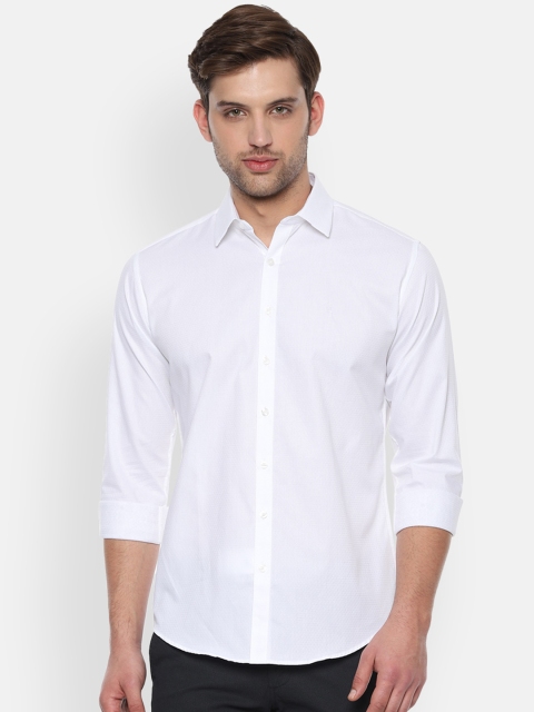 

V Dot Men White Slim Fit Self Design Casual Shirt
