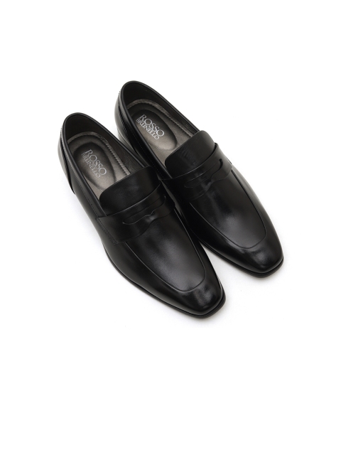 

ROSSO BRUNELLO Men Black Solid Leather Formal Loafers