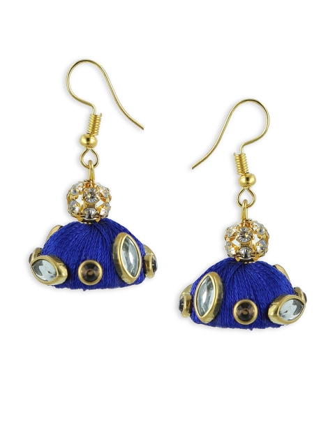 

AKSHARA Gold-Toned & Blue Dome Shaped Drop Earrings