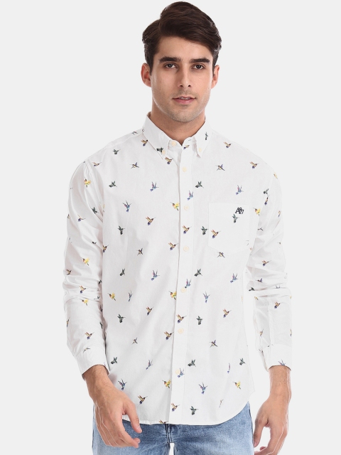 

Aeropostale Men White & Purple Regular Fit Printed Casual Shirt