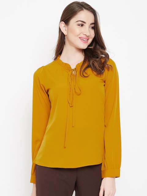 

Berrylush Women Mustard Yellow Solid Top