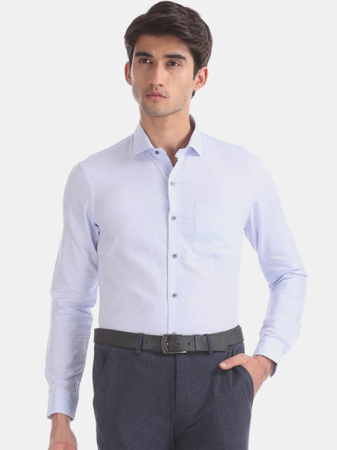 

Arrow Men Blue Slim Fit Self Design Semiformal Shirt