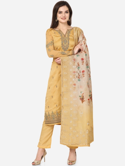 

Stylee LIFESTYLE Yellow Satin Semi-Stitched Dress Material