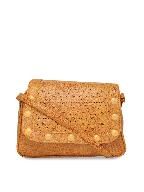 

DIVA WALK Brown Embellished Leather Sling Bag