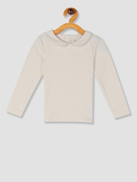 GAP Girls Cream Solid Pure Cotton Top