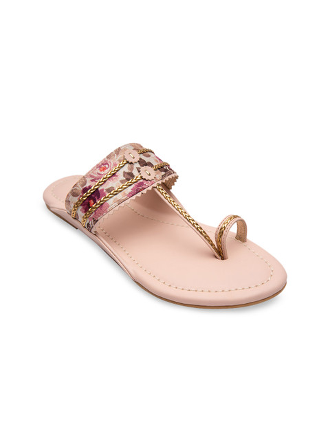 

Jivaana Women Beige Printed One Toe Flats