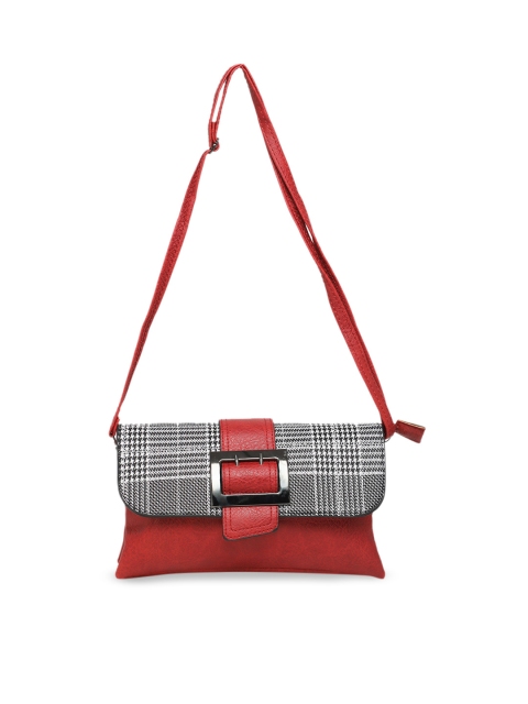 

DIVA WALK Red & Grey Checked Leather Sling Bag