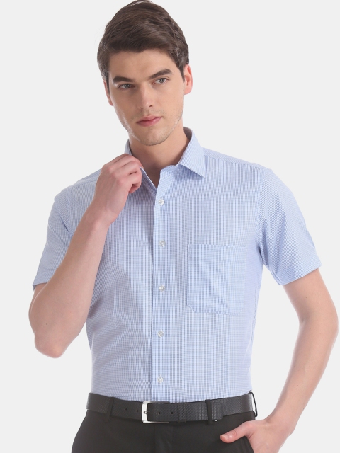 

Arrow Men Blue & White Regular Fit Checked Formal Shirt