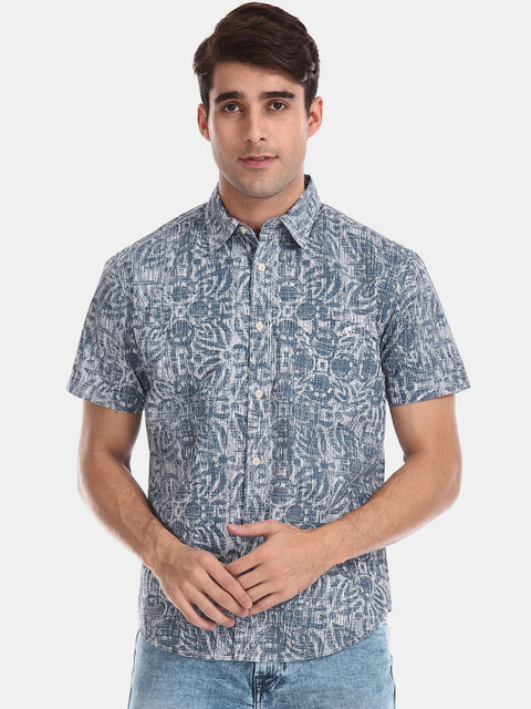 

Aeropostale Men Blue & Off-White Regular Fit Printed Casual Shirt