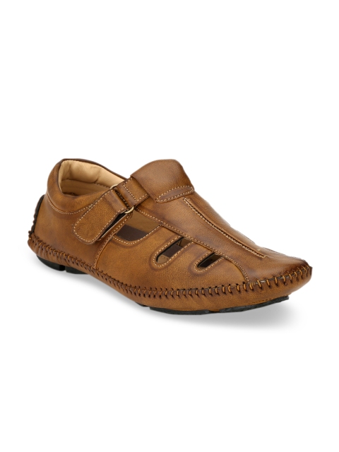 

Ferraiolo Men Tan Brown Leather Fisherman Sandals