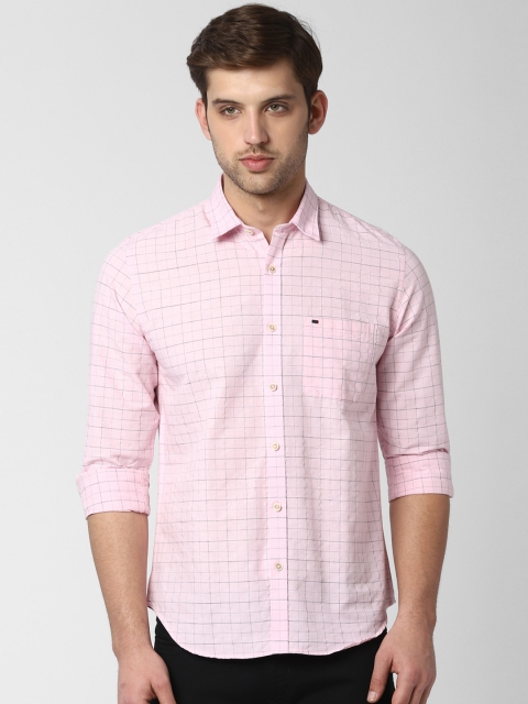 Peter England Casuals Men Pink Slim Fit Checked Casual Shirt