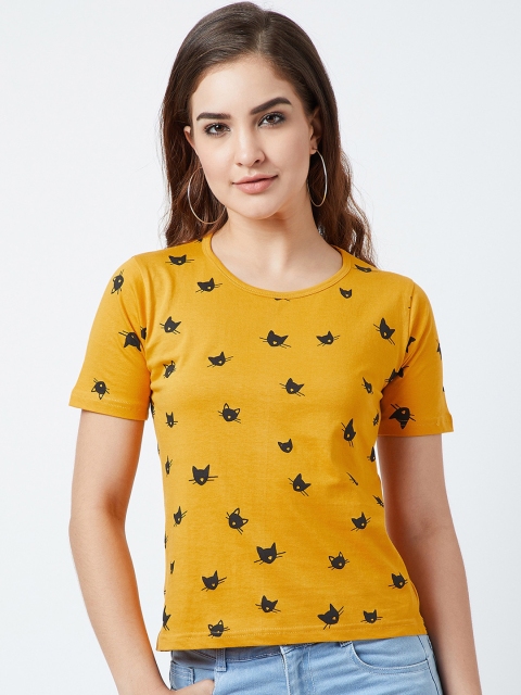

The Dry State Women Yellow Printed Round Neck T-shirt