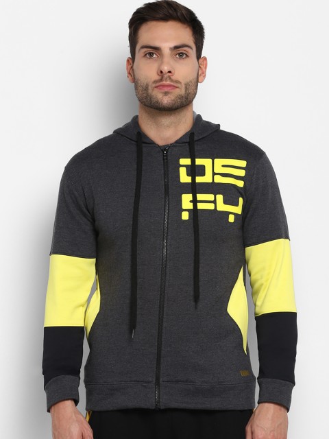 

Yuuki Men Grey Colourblocked Hooded Sporty Jacket